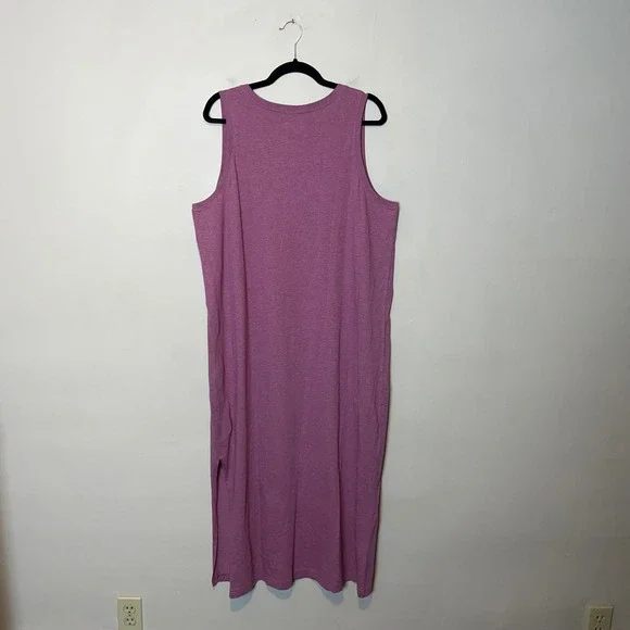 Pact Softspun Heathered Mauve 100% Organic Cotton Tank Midi Dress Size XL - Picture 4 of 7